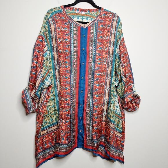 Johnny Was Tops - Johnny Was Silk Tunic - Size 2X - EUC